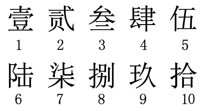 大写一二三四五六七八大九十大写怎么写