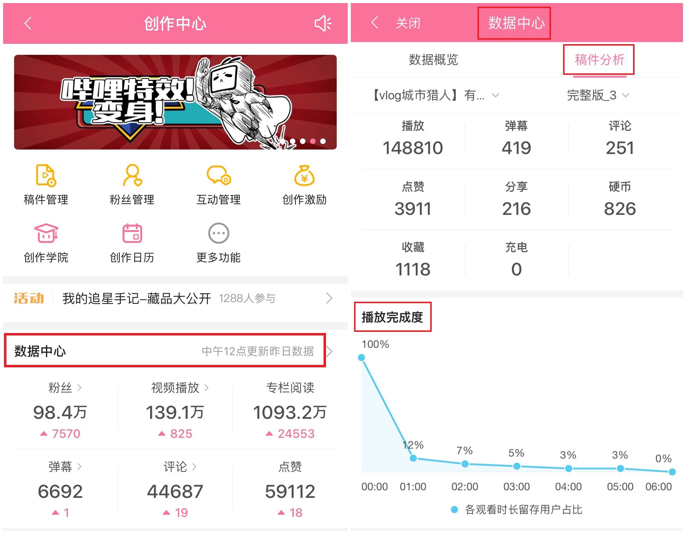 B站如何查看我单个稿件的数据