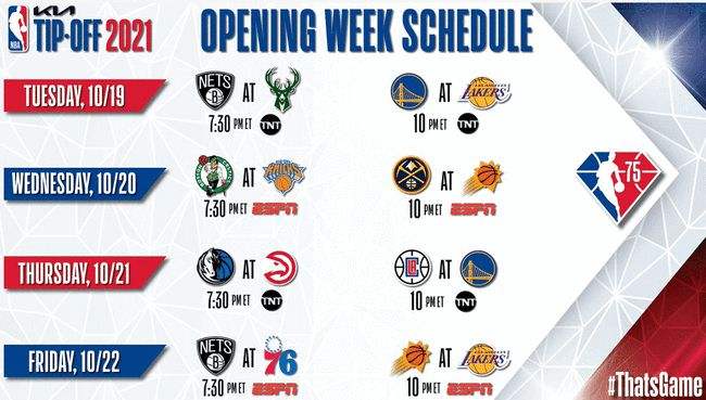 NBA公布新赛季揭幕战赛程
