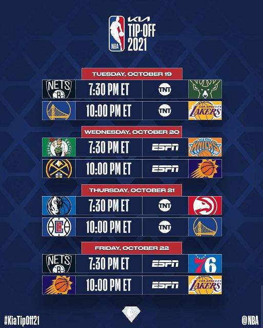 NBA公布新赛季揭幕战赛程